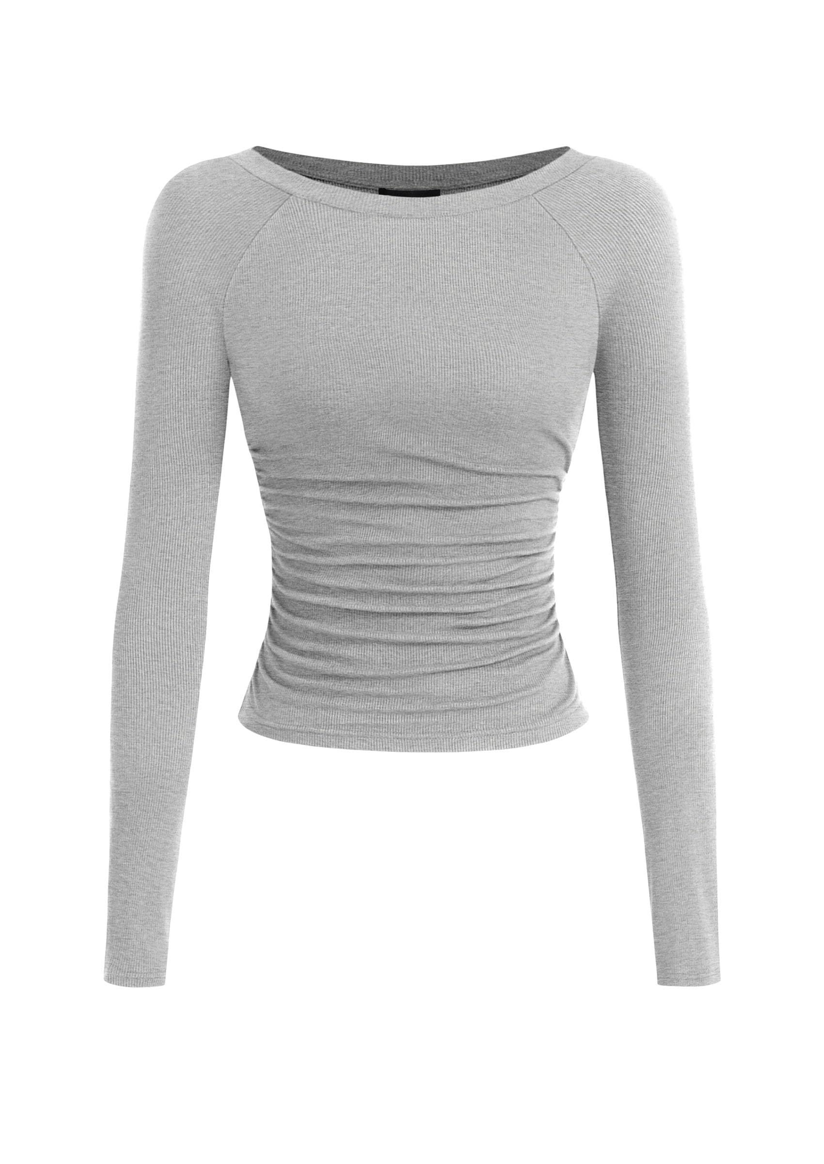 PRETTYGARDEN Long Sleeve Shirts for Women 2025 Fall Ruched Sides Boat Neck Basic