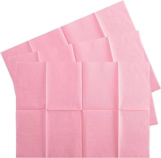 75pcs Dental Bibs Disposable - Disposable Dental Bibs Dentist Tattoo Bibs Pink Dental Bibs for Nails Bibs Pink Towels Tattoo Table Covers Dental Pads Mats Paper Sheets Lash Supplies