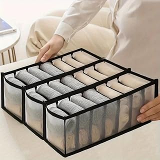 1 x 7 Mesh Storage Bag Underwear Socks Drawer Organizer for Bedroom Drawers and Boxes Black