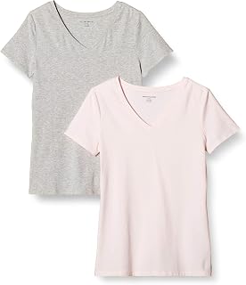 Amazon Essentials Women's Regular-Fit Short-Sleeve V-Neck T-Shirt, Multipacks