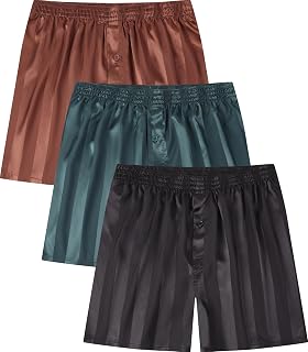 Jveyvth Men's Satin Boxers Shorts Silk Boxers Underwear 3Pack