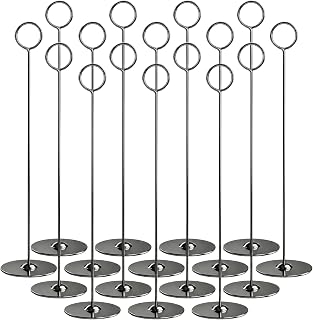Urban Deco 16PK Table Number Holders Place Card Holders 12 Inch Table Card Holders Steel Card Holders for Photos, Food Signs, Memo Notes, Weddings, Restaurants, Birthdays(Black)