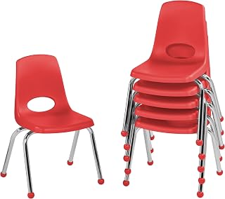 FDP 14" School Stack Chair with Ball Glides, Red, 6-Pack, 10363-RD