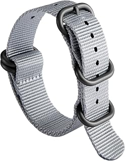 BINLUN Bracelet de Montre en Nylon Balistique Militaire Remplacement Tissu pour Hommes Femmes 18mm 19mm 20mm 21mm 22mm 23mm 24mm avec Noir/Argent Boucle
