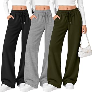 Oakgarden 3 Pack Girls' Wide Leg Sweatpants Teen Baggy Pants