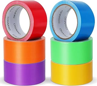 COSIMIXO 6-Pack Rainbow Colored Duct Tape 15 Yards x 2 Inch No Residue, Tear by Hand & Waterproof,Great for Arts & Crafts, Color-Coding, and DIY Projects