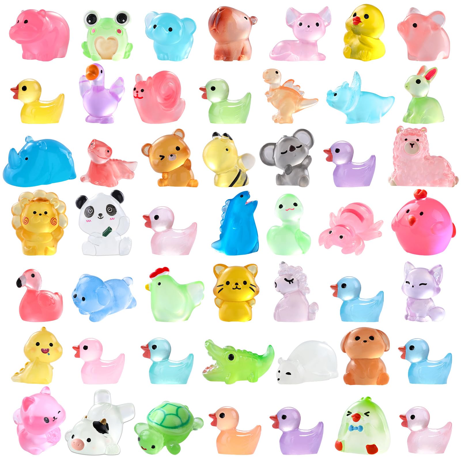DIYDEC 60PCS Luminous Mini Resin Animals 60 Styles Miniatures Glow in The Dark T
