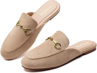 Minorsu Buckle Mules for Women Flats Loafers Shoes for Work Office Business