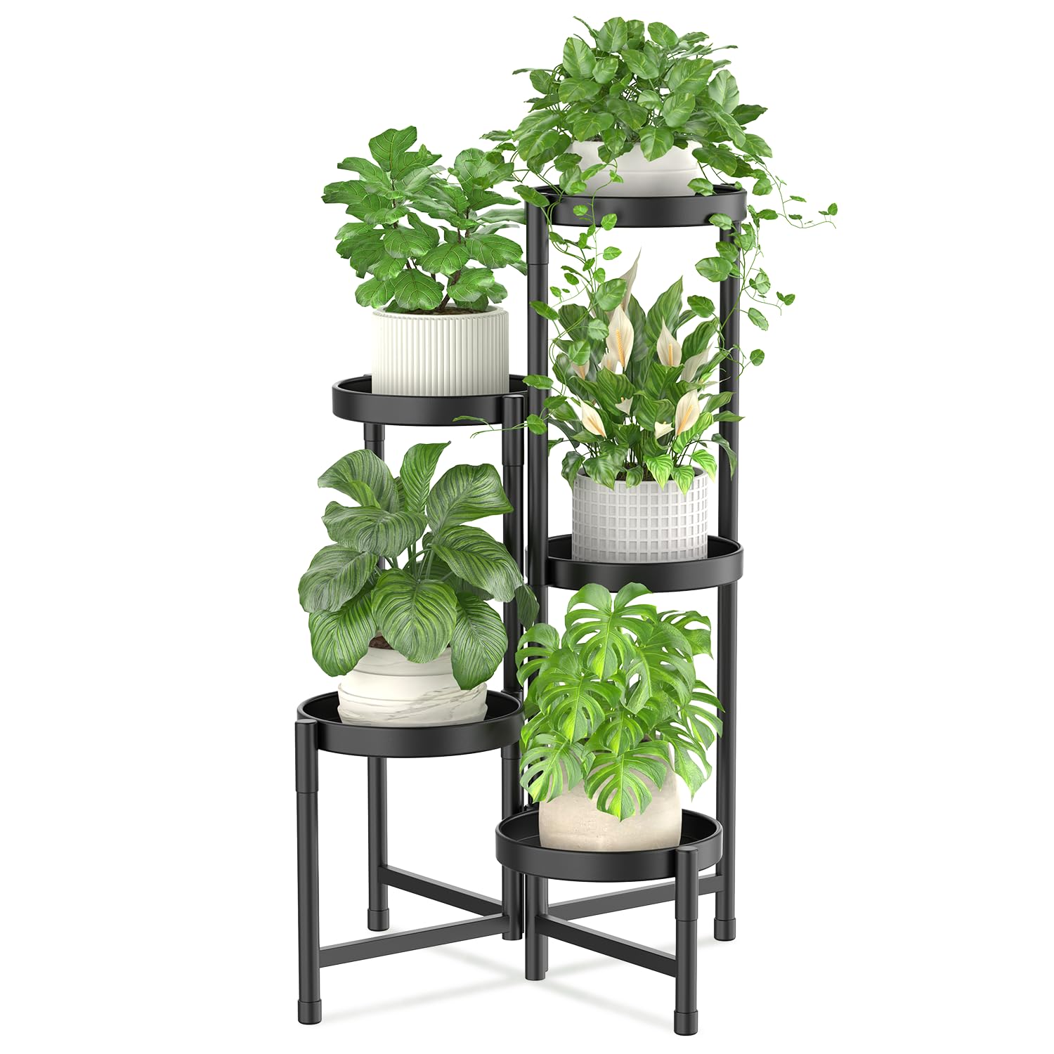 iDavosic.ly Plant Stand Indoor Outdoor, 5 Tier Metal Corner Shelf, Black | Tiere