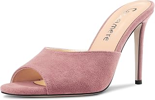 Castamere Women's High Needle Heel Open Toe Slip-on Sandals Dress Office Casual Mules Shoes 10CM Heels