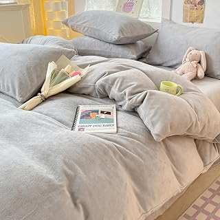 Flannel Duvet Cover Set, Warm, Ultra Thick Microfiber, Warmth + 7.2°F (4°C), Bedding Cover Set, Duvet Cover, Sheet, Pillow Cover, For Winter, Western and Japanese Style, Moisture Absorption and Heat