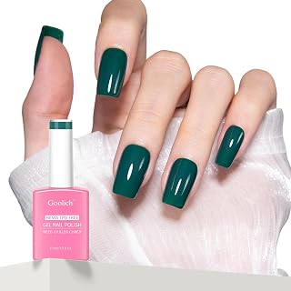 Green Gel Polish, 0.5 Fl Oz HEMA & TPO Free Dark Emerald Green Gel Nail Polish Soak off U V LED Fall Winter Nail Art Design Manicure Salon for Women Girl