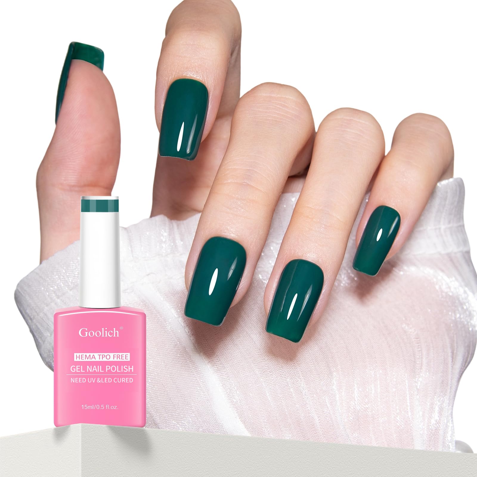Green Gel Polish, 0.5 Fl Oz HEMA & TPO Free Dark Emerald Green Gel Nail Polish S