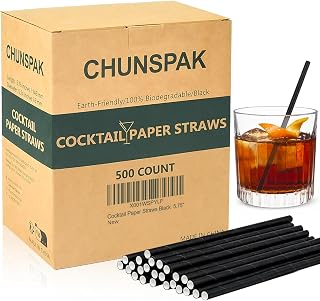 Black Paper Straws 5.75 inch 500 ct. Cocktail Straws Biodegradable