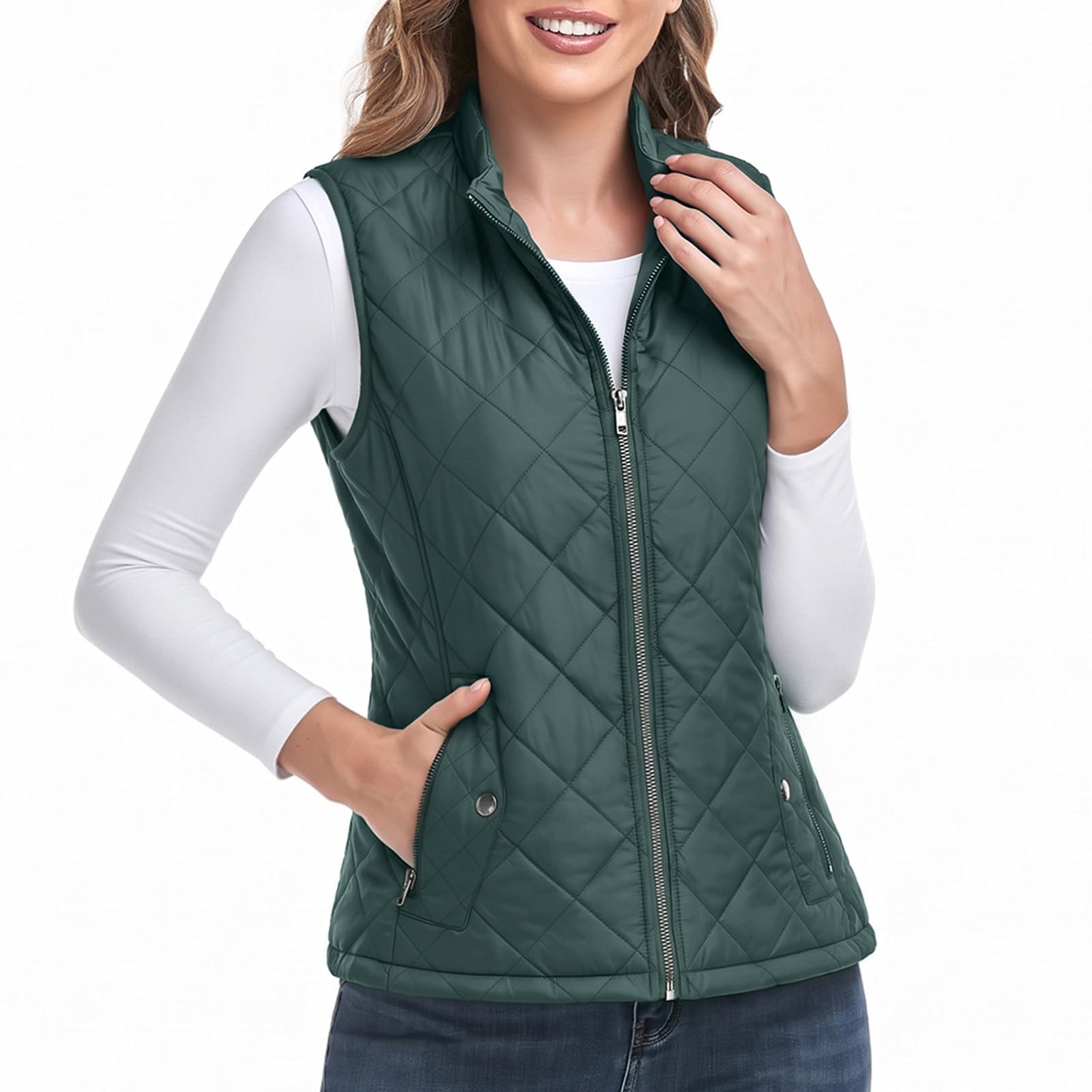 LONGKING Women's Outwear Quilted Gilet, NEW Upgraded Women's Outwear Vest With O