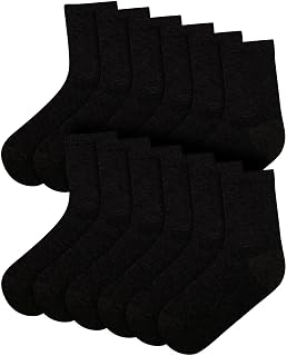 A2Z 4 Kids Boys Girls Cotton Rich Plain Ankle School Socks 6 Pack Age 2-14 | Soft breathable kids everyday footwear set features durable elastic blend fabric providing non slip comfort uniform fit