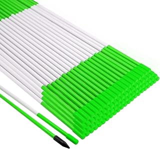 Growsun Driveway Marker Green Rflective Pole Fence 57inch 100 Pack | Fiberglass 5/16 inch Dia Snow Fence Reflective Plow Stakes for Yard Walkways Parking Lots Safety Rods Edge
