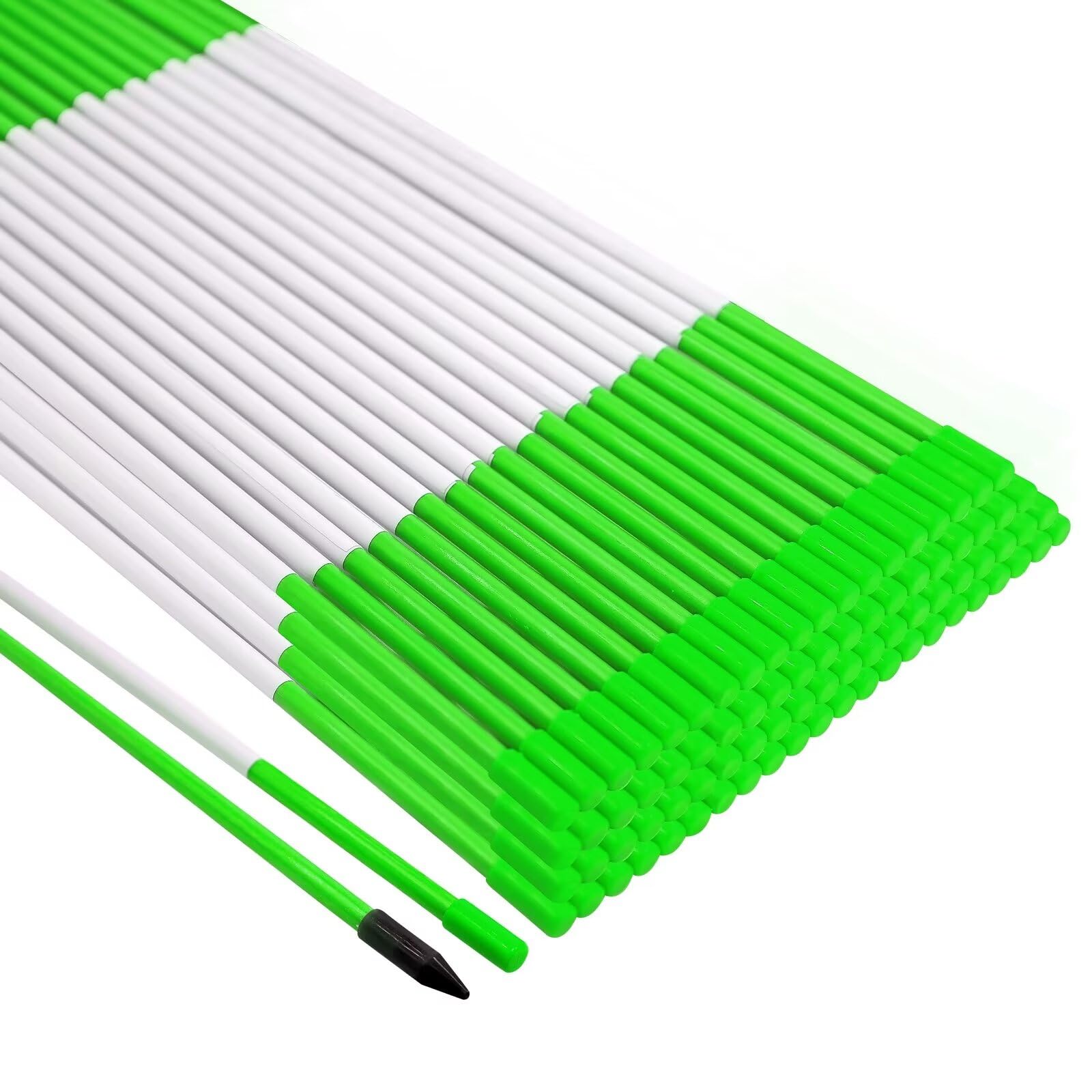 Growsun Driveway Marker Green Rflective Pole Fence 57inch 100 Pack | Fiberglass 