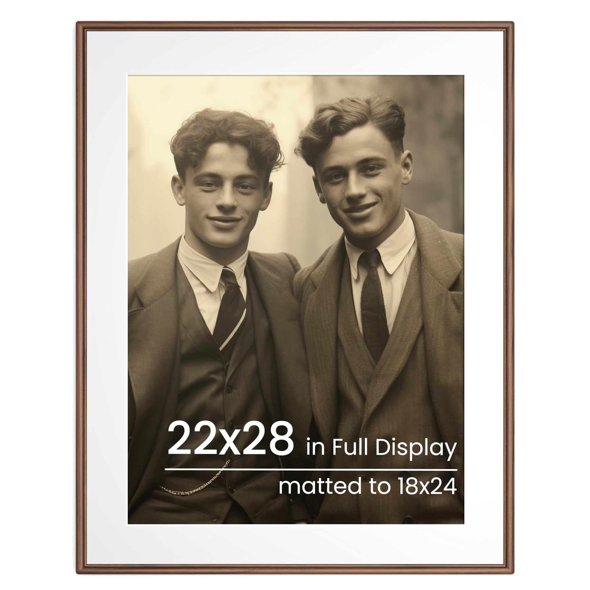 Heimlove 22x28 Walnut Picture Frame,Handcrafted 22"x28" Photo Frame with Mat to 