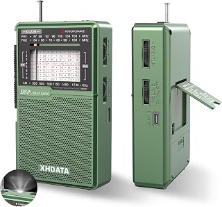 XHDATA D226 Portable Radio AM FM Shortwave Radio, USB-C or Battery Powered | 2AA Battery Operated, Transistor Radio, Emergency Radio with Flashlight for Home and Outdoors