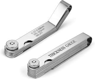 Hoiny 2pcs Feeler Gauges Set Stainless Steel, Spark Plug Gap Tool | 32 Straight & 16 Angled Blades, Dual Marked SAE/Metric Wider Range, Filler Gauges Kit for Valves, Automotive, Piston, Guitar