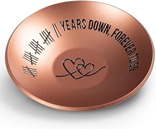 22nd Anniversary Copper Gifts, 22 Year Wedding Anniversary For Him Her Women Men, 4" Ring Holder Dish - Ideal Copper Metal Jewelry Tray Decorations For Wife Husband Couple Parents