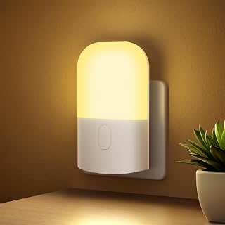GRIFEMA Plug in Night Light with Dusk to Dawn Photocell Sensor, White | 4 Brightness Levels, Warm White Light for Children's Room, Hallway, Bedroom and Garage