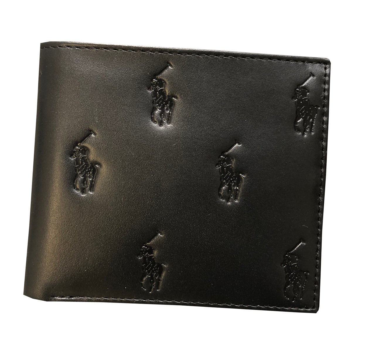 POLO RALPH LAUREN Wallet Leather All Over Pony Print Black Bifold