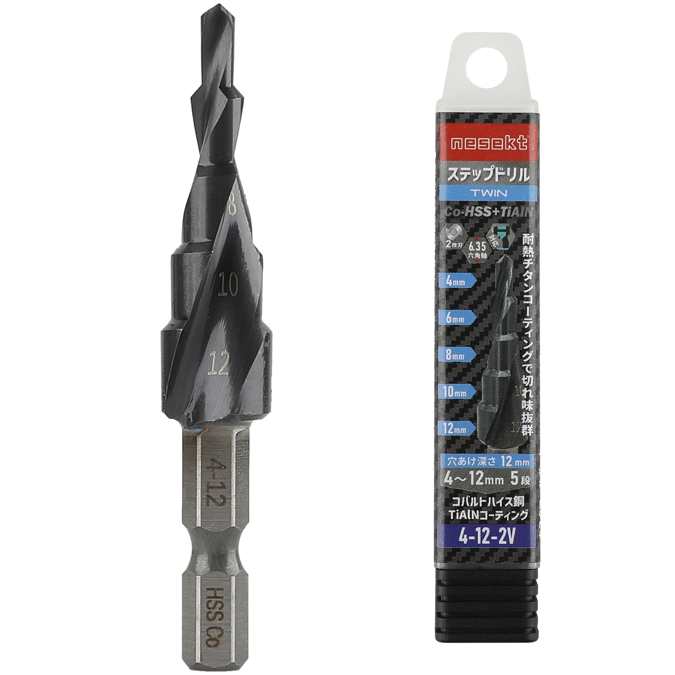 Nesekt Step Drill 6.35mm Hex Shank Titanium Coating Impact Compatible [Designed 