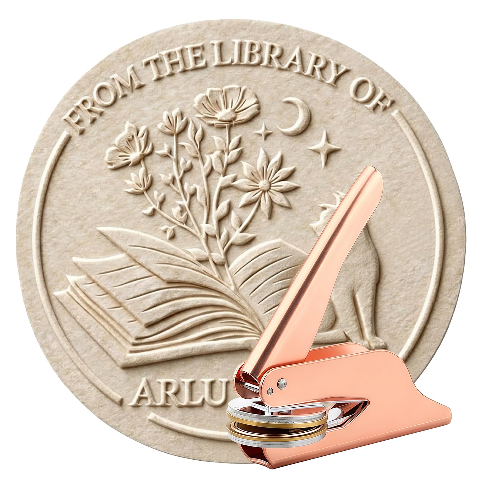 Book Embosser Personalized - Custom Embosser Stamp for Library &amp; Book Lovers