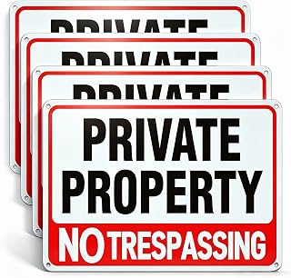 4 Pack large No Trespassing Signs Private Property, 12x8 In Aluminum Sign | Reflective Warning Plates, Weatherproof And Easy To Install, Suitable For Yards, Homes And Farms