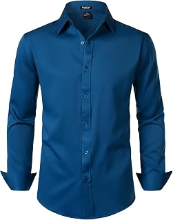JEMITOP Mens Stretch Wrinkle-Free Soft Dress Shirts