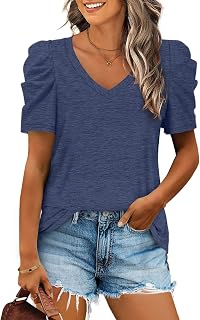 XIEERDUO Camisetas y blusas de manga 3/4 para mujer, estilo casual, cuello redondo, ropa de moda, ajuste holgado, a la moda