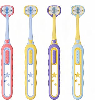 EASICUTI Soft Toddler Toothbrushes, Efficient 3 Sided Toothbrush, Patent | Baby Toothbrush 12 Months and up,Infant Toothbrush, Toddler Training Tooth brush for Ages 2-12 Years, Cleans All Sides-4 Pack