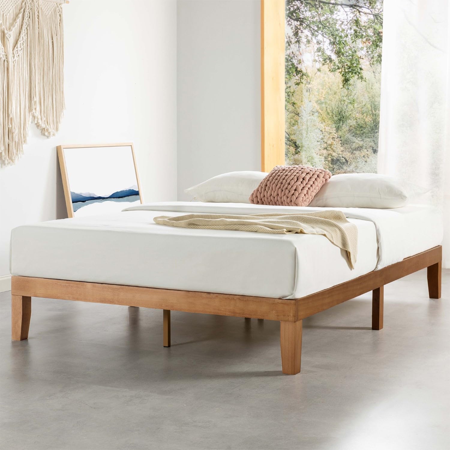 Mellow Naturalista Classic - 12 Inch Solid Wood Platform Bed with Wooden Slats, 