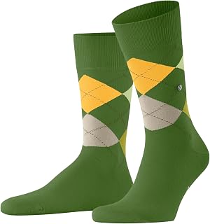 Burlington Men's King Socks Breathable Organic Sustainable Cotton Reinforced Flat Seam For Pressure-Free Toes Trendy Argyle Pattern For Work Everyday Wear 1 Pair