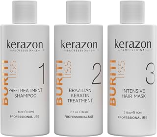 KERAZON Brazilian Keratin Treatment Buriti Liss Kit 2oz/60ml - At Home Keratin Treatment Smoothing and Straightening - Keratina para Alisar el Pelo - For All Hair Types