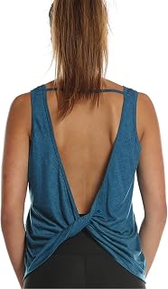 icyzone Women's Backless Gym Tank Top, Breathable and Comfortable Loose Tank Top for Training, Running, Fitness