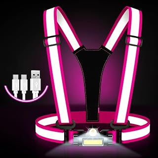 Running Lights for Runners,90°Adjustable LED Reflective Vest Running Gear,Rechargeable Chest Light Up Running Vest Night Walking Safety Gear for Night Walking/Cycling/Jogging