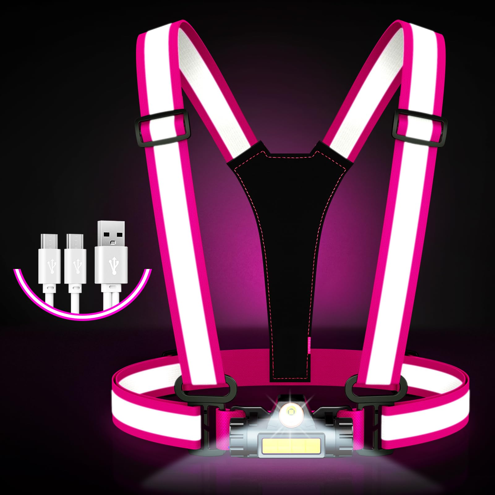 Running Lights for Runners,90°Adjustable LED Reflective Vest Running Gear,Rechar