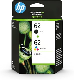 HP 62 Black & Tri-colour Original Ink Cartridges 2-Pack | Compatible with HP OfficeJet 5700, HP Envy 5500, 5600, 7600, yield 200/165 pages (Black/Tri-colour) (N9J71AE)