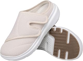 Eagsouni Diabetic Slippers Women Men Loose Lightweight Comfort Breathable Non-Slip Adjustable Orthopaedic Slippers Arthritis Ödem Swollen Feet Elderly