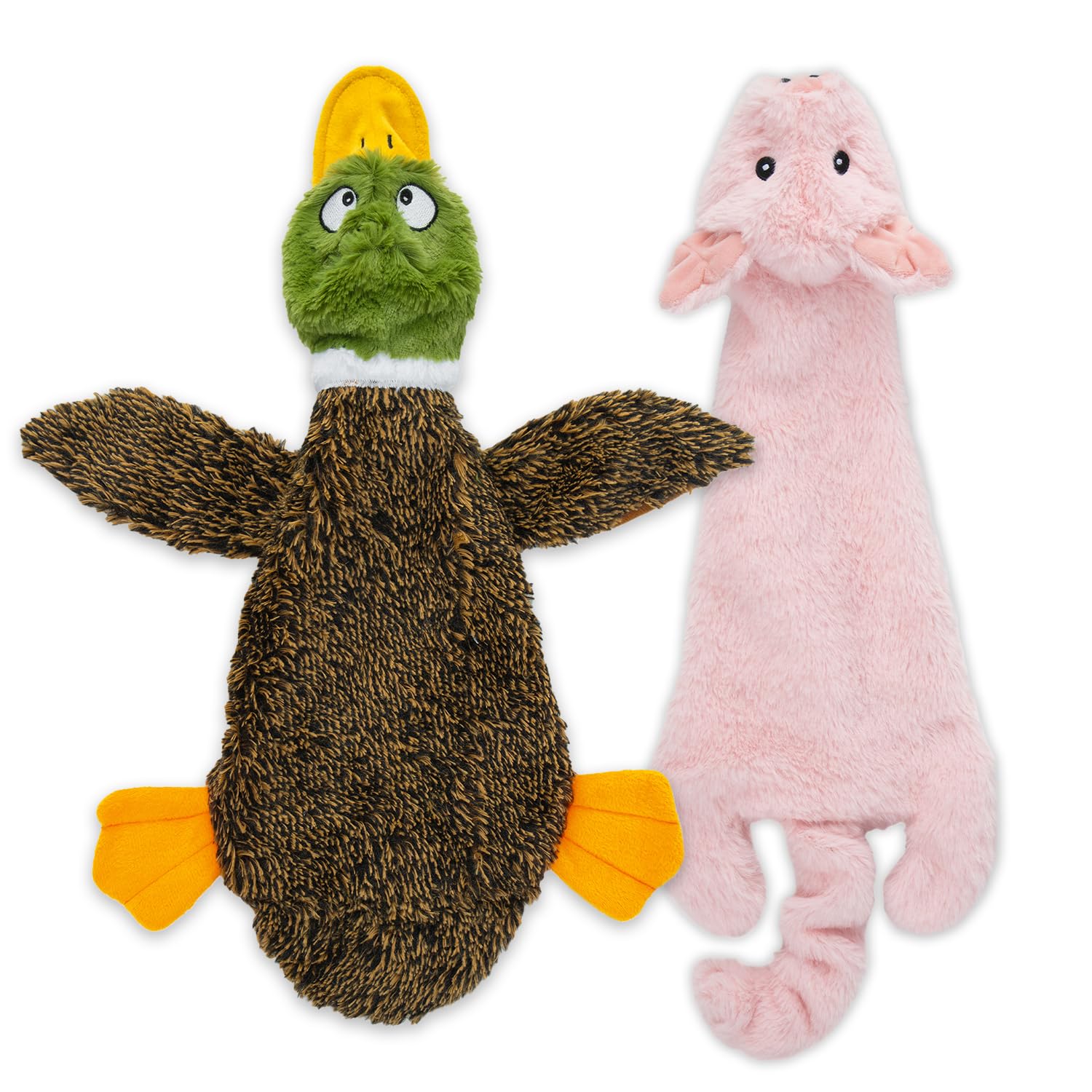 2-in-1 Stuffless Squeaky Dog Toys with Soft, Durable Fabric for Small, Medium, a