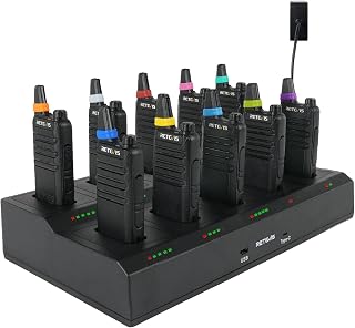 Retevis RT622 Walkie Talkie, PMR446 2 Way Radio with 10 Way Charger 10 Pack | Low battery Alert, VOX, Compact, Durable Walkie Talkies for Adults, Profesional Radio Communication for Restaurant, Schools