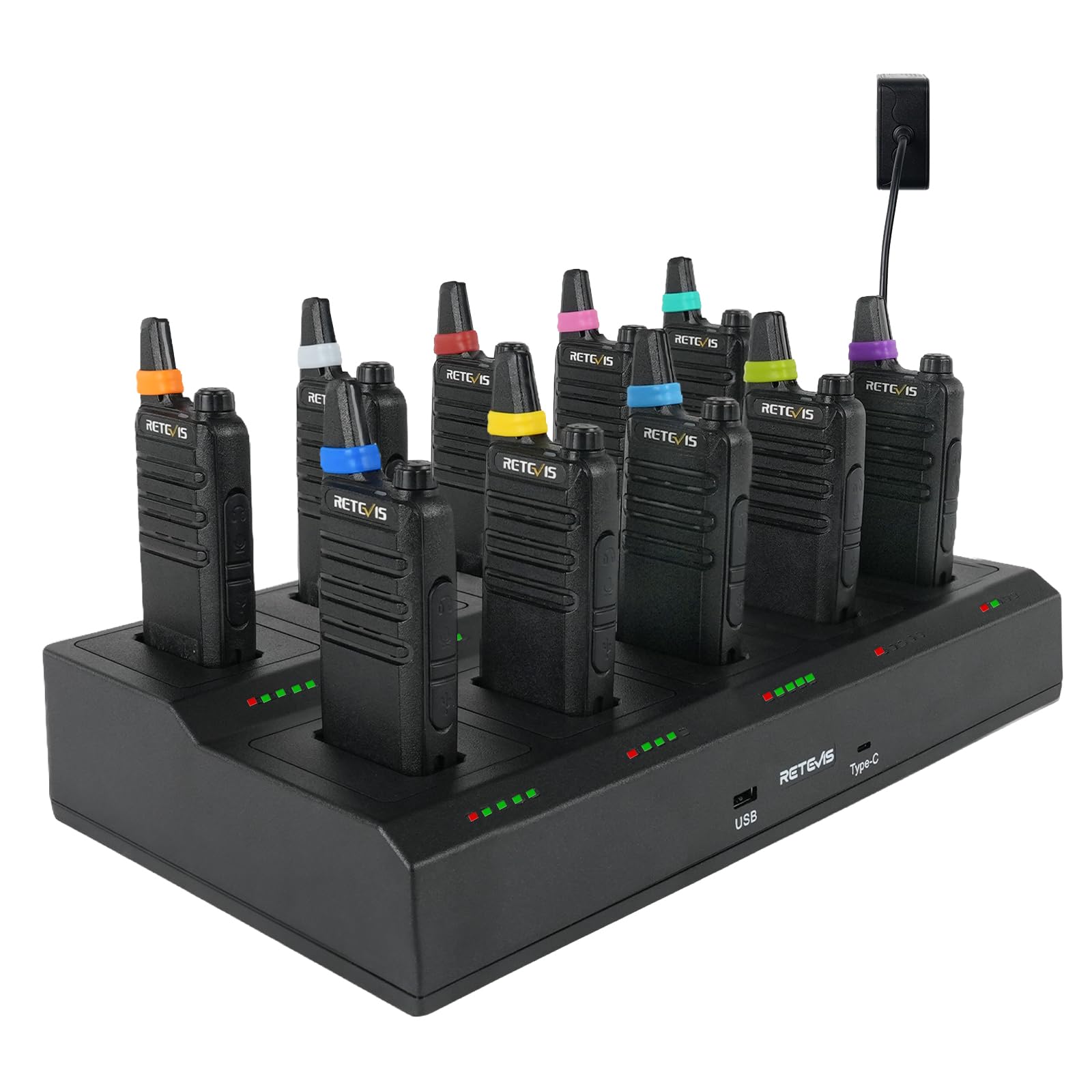 Retevis RT622 Walkie Talkie, PMR446 2 Way Radio with 10 Way Charger 10 Pack | Lo