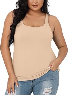 V FOR CITY Plus Size Tank Top for Women with Unpadded Shelf Bra Camisole