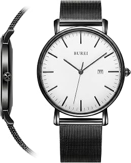 BUREI Ultra Dünne Uhren Herren Analoges Datum Armbanduhr Herren mit Japanisches Quarzwerk, Geschenke für Männer