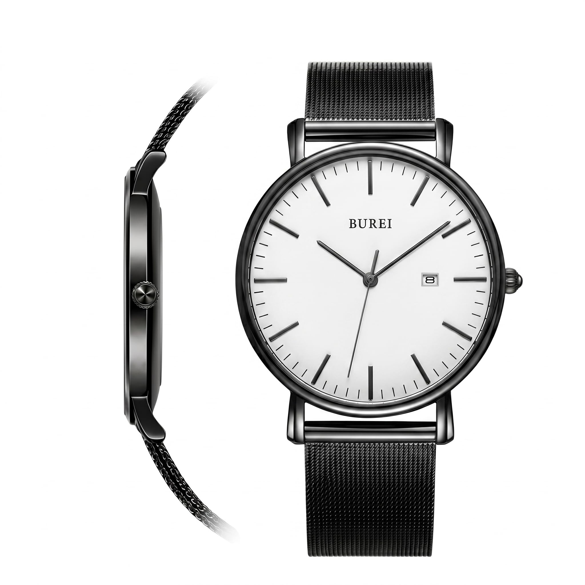BUREI Ultra Dünne Uhren Herren Analoges Datum Armbanduhr Herren mit Japanisches