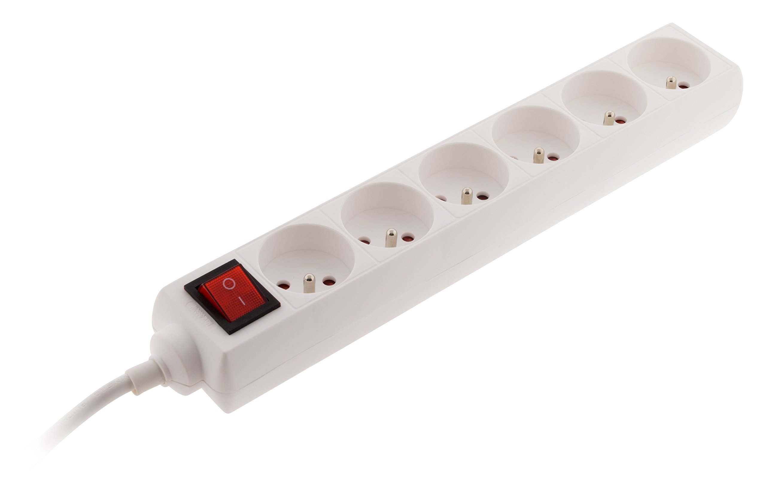 6 Socket 16A 2P+T with Switch - White - Zenitech