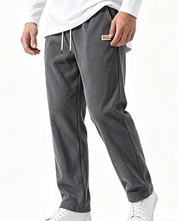 Men's Corduroy Pants Casual Baggy Pants Straight Baggy Sweatpants with Drawstring & Pockets for Work or Leisure
